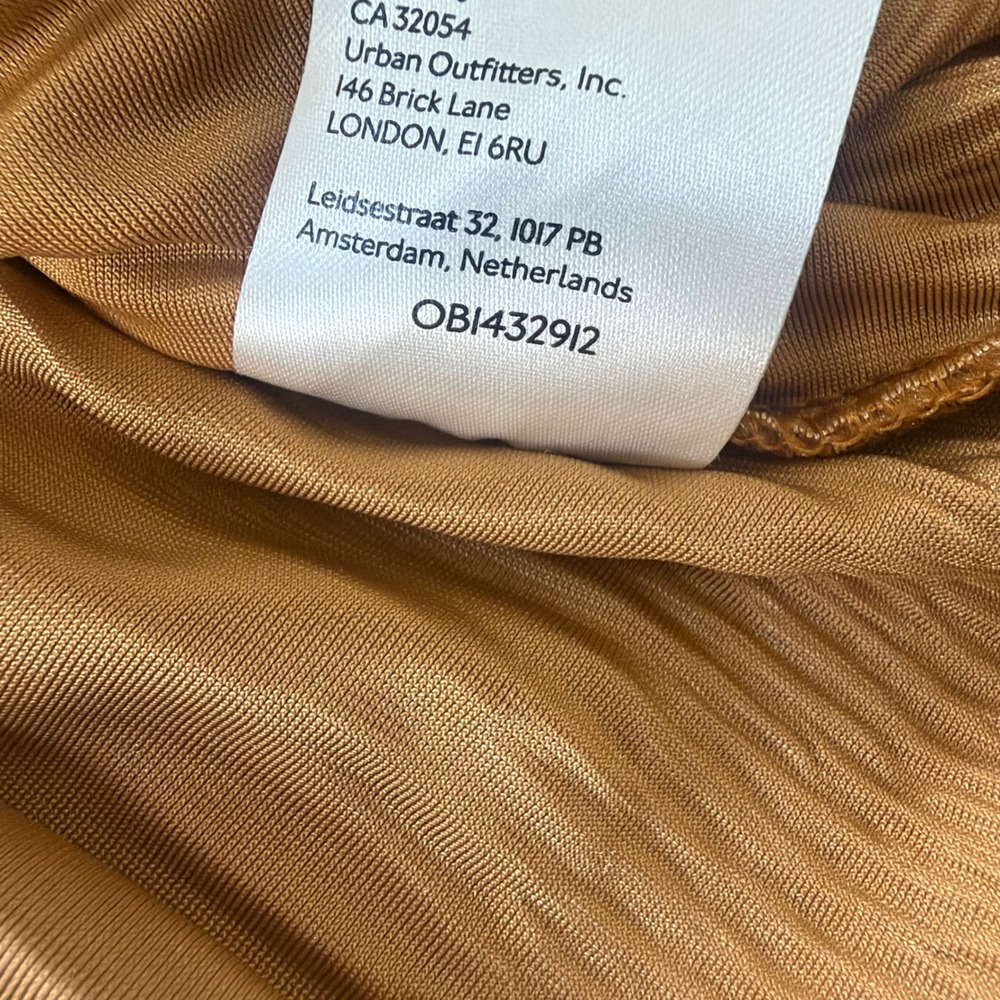 Free People Gold Velvet Blouse Womens Large Smocked Boho Velour Crinkle Oversize - Picture 8 of 10